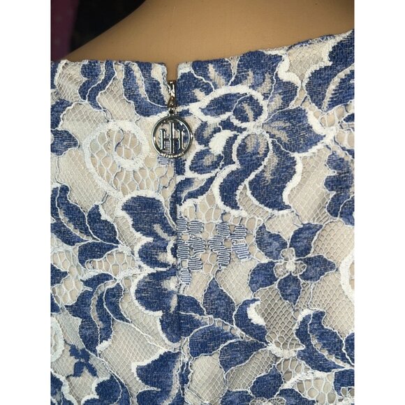 tommy hilfiger Womens Short Sleeve Floral Swing Lace Dress Size 4 Nautical Coast - Picture 8 of 8